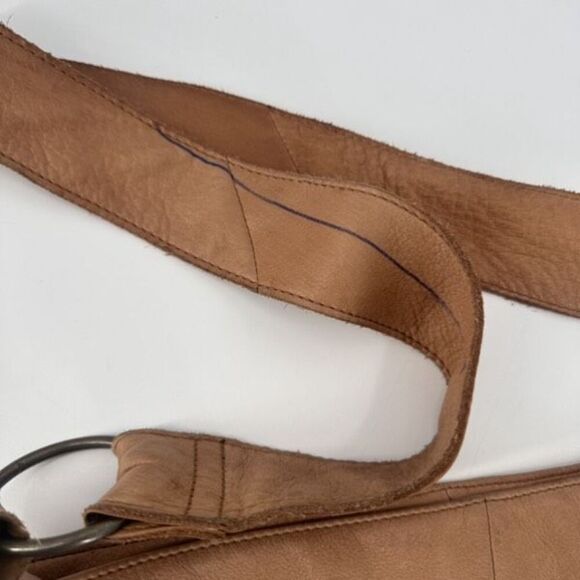 Vintage Y2K Old Navy Leather Large Tan Satchel hobo Bag Purse Single Strap Boho - Picture 7 of 13